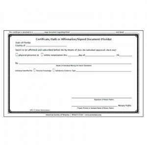 Oath/Affirmation (Jurat) Certificate Pad