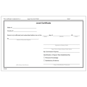 Jurat Certificate Pad